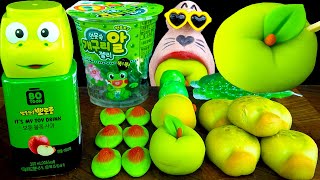 FUNNY MUKBANG :) Green Dessert, Frog Eggs Jelly, Melon Cake Eating Show!