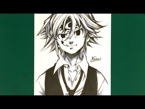 メリオダスを描いてみた 七つの大罪 一発描き The Seven Deadly Sins Meriodas Youtube