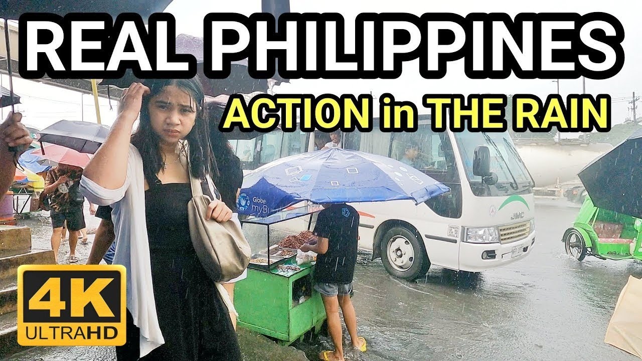 ACTION in THE RAIN | NICE WET EXPERIENCE WALKING From Commonwealth Philippines [4K] 🇵🇭