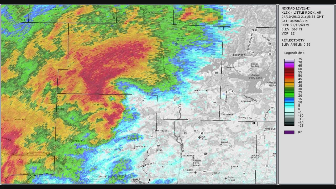 Doppler Radar Conway Van Buren County Arkansas Tornado April 10