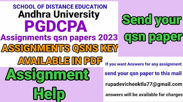PGDCPA Assignment answers. All subjects Assignments key. #assignment #PGDCPA #MBA #andhrauniversity