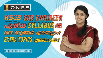 KSEB SUB ENGINEER - CHANGES IN NEW SYLLABUS | EXTRA TOPICS | CATEGORY NO : 553 / 2021 | ONES