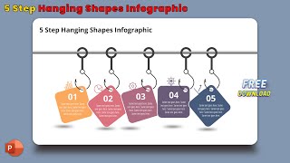 91.MS PowerPoint Infographic - 5 option Hanging Shapes Presentation slide
