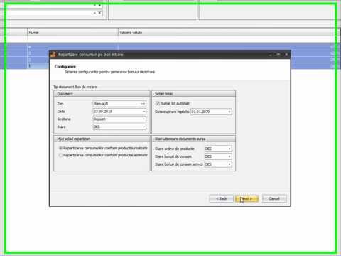 ERP Demo: Wizard Repartizari Consumuri Pe Bon Intrare In SeniorERP