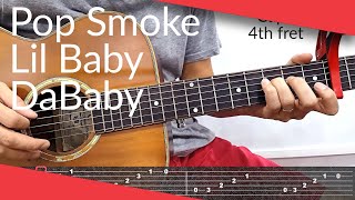 For The Night (Pop Smoke, Lil Baby, DaBaby) Guitar Tutorial | Riff, Tab