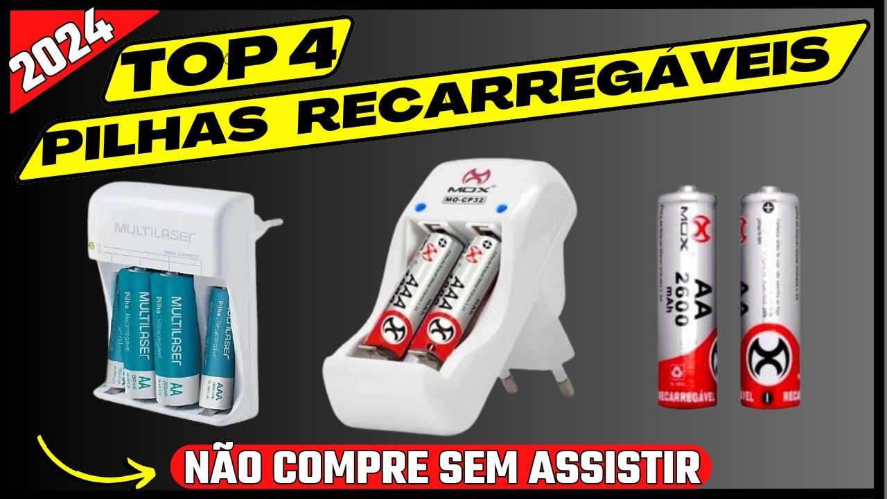 🔴TOP 4! Pilhas Recarregáveis BOA e BARATA! Melhor Pilha Recarregável ...