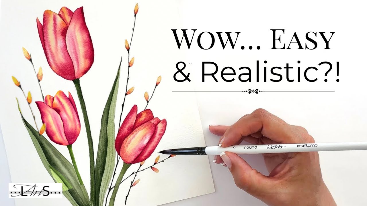 😱 How to Paint Tulips That Actually Look Real (Easy Watercolor Tutorial ...