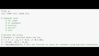 Gaussian elimination in Matlab using nested for loops