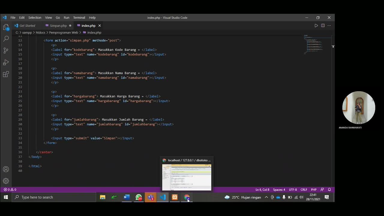 MEMBUAT DATABASE WEB MENGGUNAKAN VISUAL STUDIO CODE DAN XAMPP - YouTube image.
