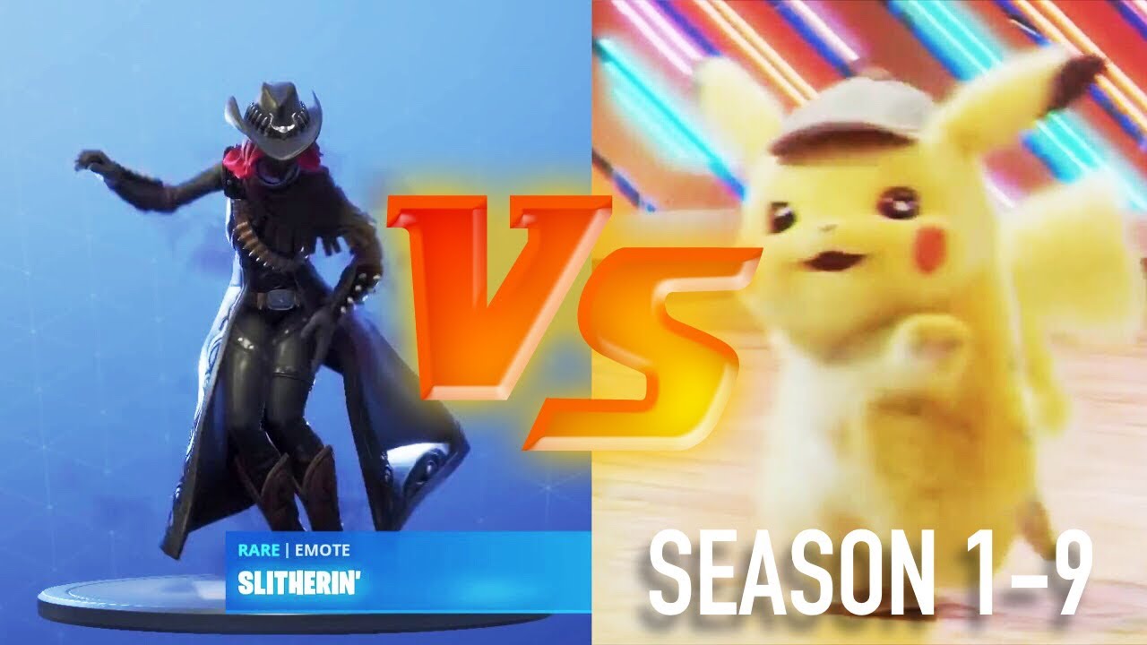 Fortnite VS Detective Pikachu Dance OFF! Season 1-9