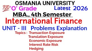 International Finance | Unit 3 Problems Explanation MBA 4th Semester Osmania University