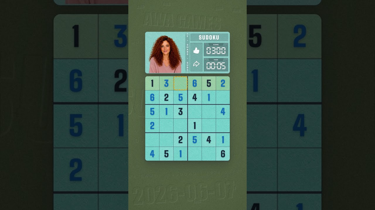 LinkedIn Mini Sudoku #300 solved board for June 7, 2026, 6x6 grid