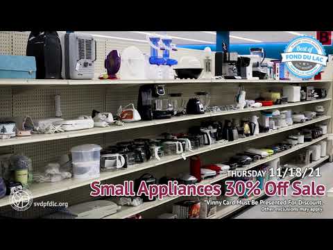 SVDP Fond du Lac: Small Appliances 30% Off Sale (11/18/21)