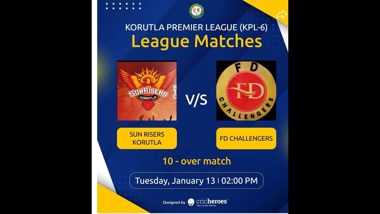 KORUTLA PREMIER LEAGUE (KPL-6)## FD CHALLENGERS VS SUN RISERS KORUTLA ##