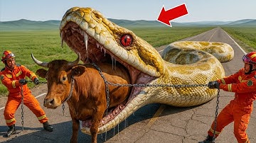 Heroic Rescue Team Saves Lonely Cow from Deadly Giant Python 🐍🚁