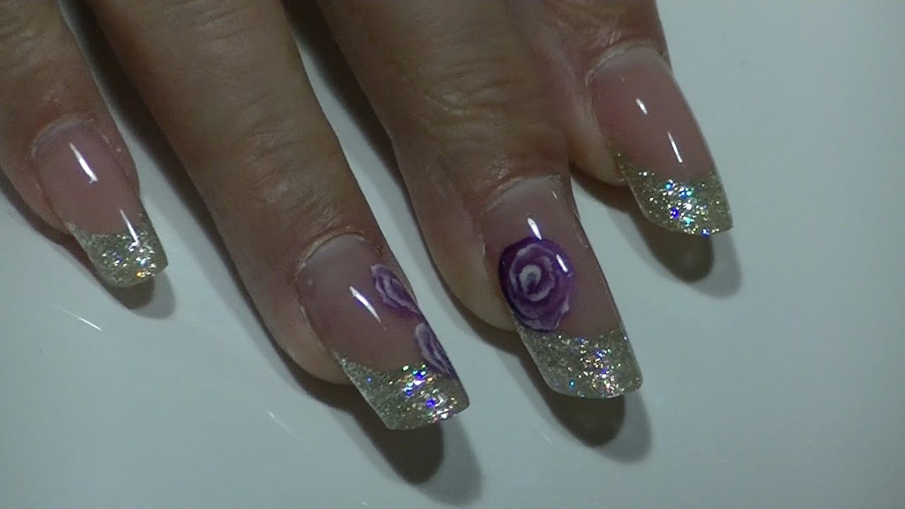 Ricostruzione Unghie Gold Glitter French | French Glitter Gel Nails