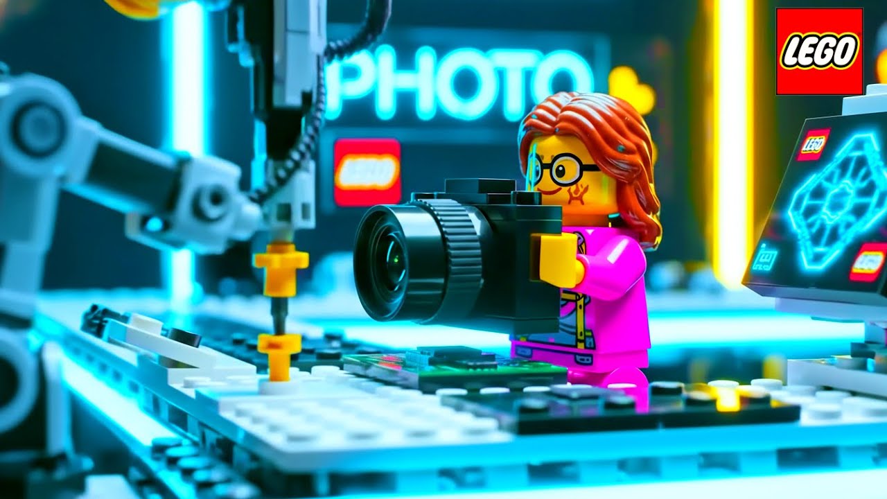 📸 LEGO Camera Factory | Futuristic LEGO Glowing Camera Assembly Line