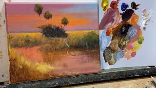 Simple Acrylic Landscape Painting!! Follow along with me YouTube