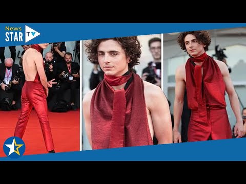 Timothée Chalamet dons backless red jumpsuit at Venice Film Festival.