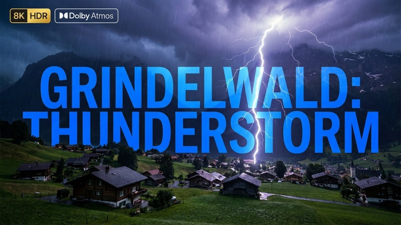 Live Rain and Thunderstorm with Lightning in Grindelwald  | Relaxing Rain Sounds for Sleep