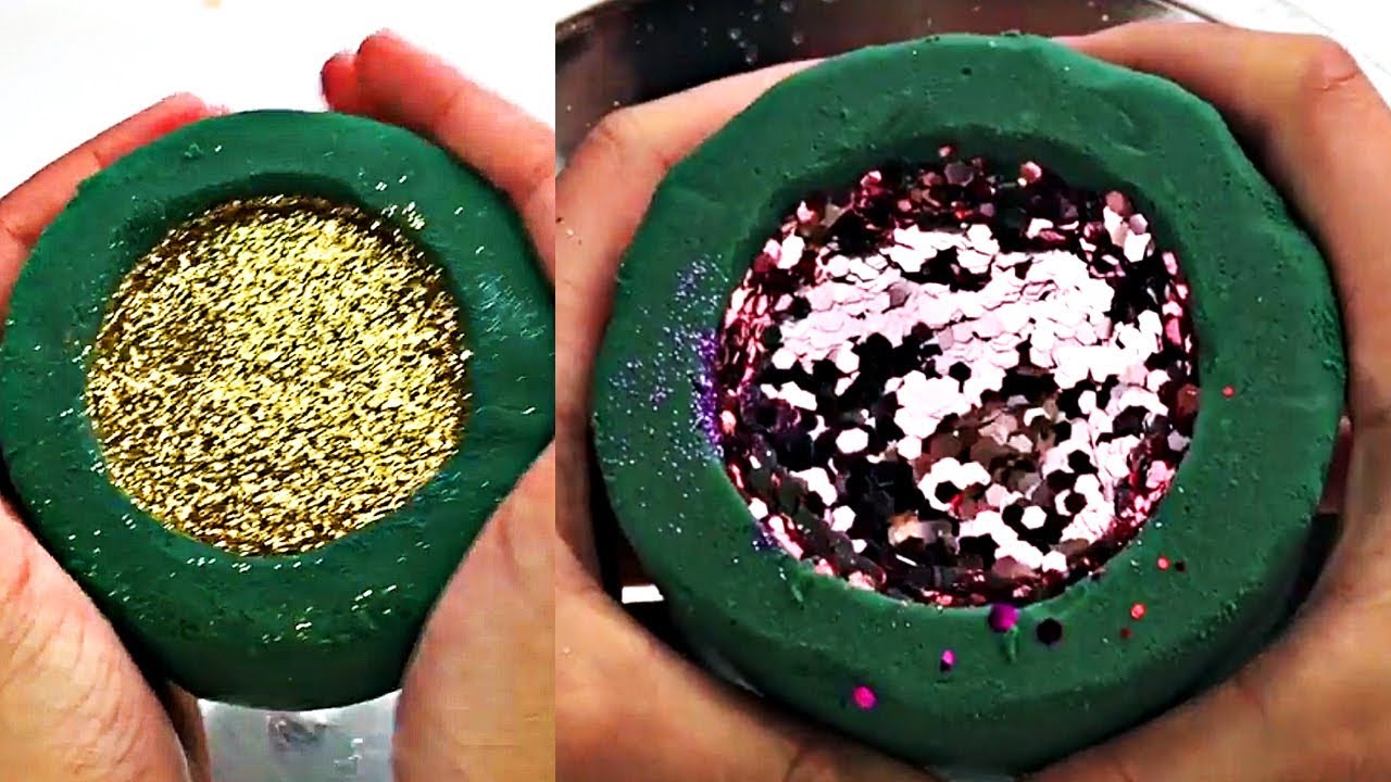 GLITTER VOLCANO Explosion! Crushing Soaked Floral Foam! Most Satisfying ASMR Compilation!