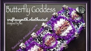 Rainbow Loom Band Butterfly Goddess Bracelet Tutorial/How To