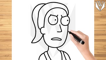 How to draw Summer Rick and Morty Step by step Tutorial | Free Download Coloring Page