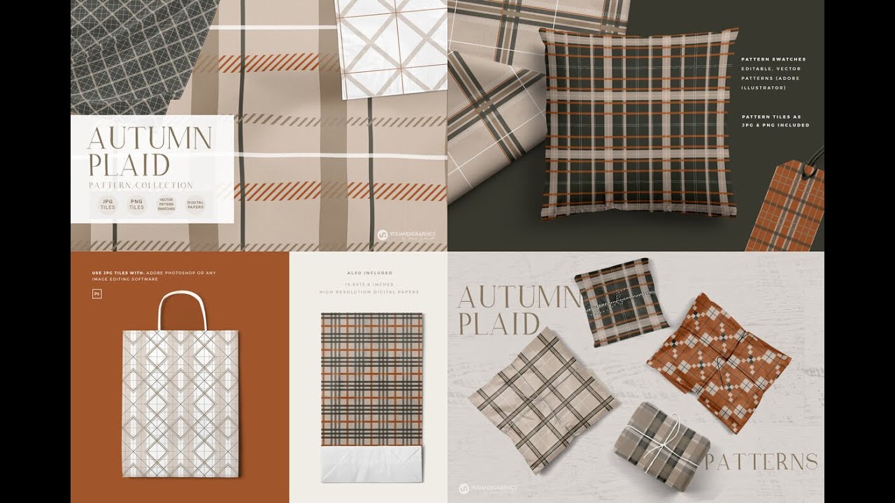 Autumn Plaid Seamless Patterns Stock Graphics - Download at YouWorkForThem