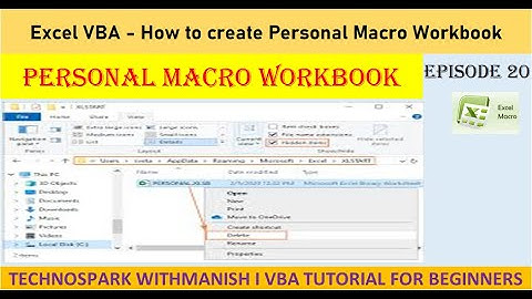 Create Personal Macro Workbook in Excel & Why ? I Episode (1-4) I Technospark withManish