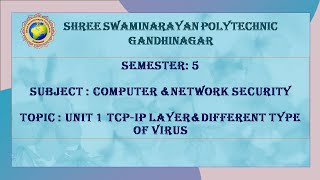 LECTURE 9 UNIT 1 TCP IP LAYER AND DIFFERENT TYPE OF ATTACK