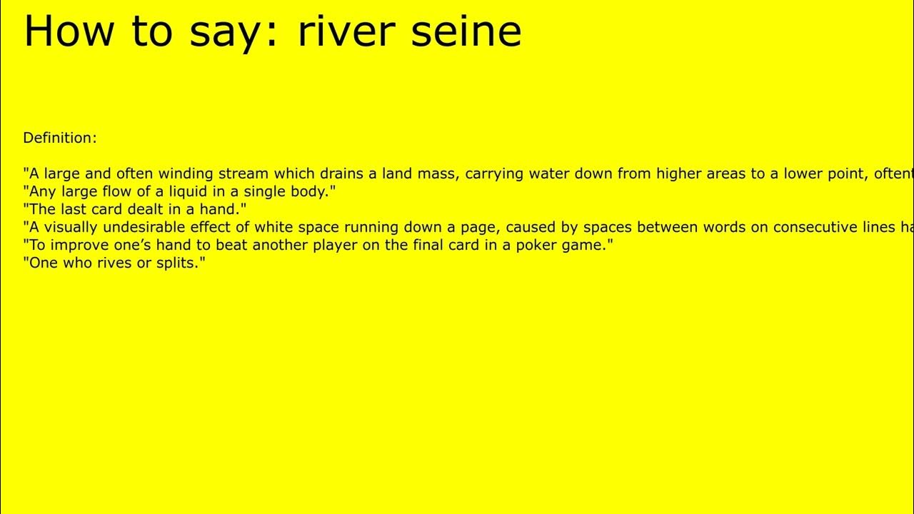 How to pronounce river seine by british speaker YouTube