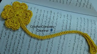 How to crochet book mark flower_ فاصل كتاب ورده بالكروشيه