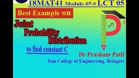 Best example on Joint Probability Distribution | Dr Prashant Patil | 18MAT41 |   Probability