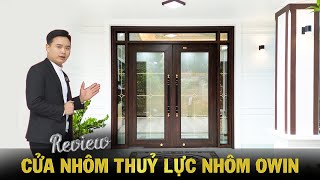 Cửa thủy lực nhôm Owin màu vân gỗ trắc tại Thái Bình || nhôm owin | owin