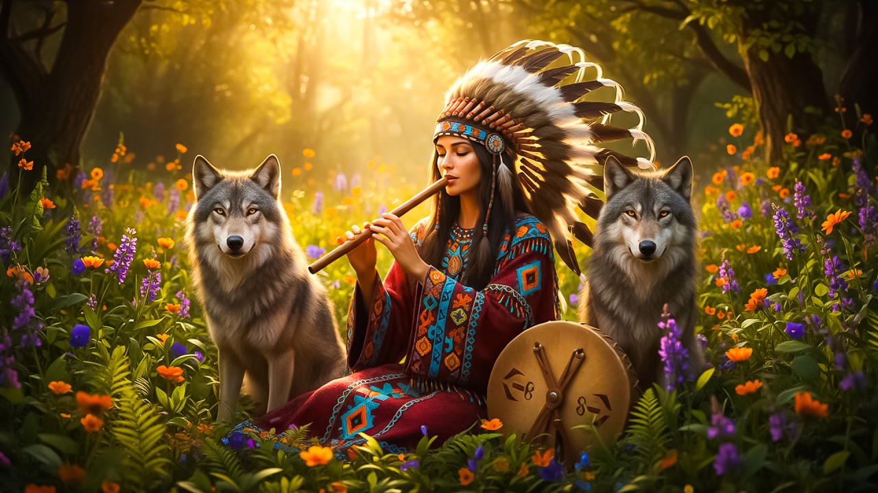 Целебная музыка индейской флейты пробуждает души — изгоняет всю негативную энергию, прекращает чр...