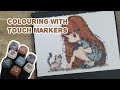 Cute Colouring Session: Cute Girl Playing with Cat 🐱 — Coloured with Touch Markers  #cuteart