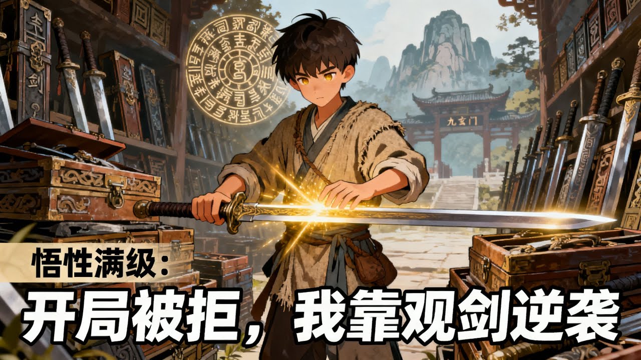 《悟性滿級：開局被拒，我靠觀劍逆襲》穿越後悟性滿級卻因廢靈根被九玄劍門拒之門外，我賄賂雜役混進劍閣當觀劍人，結果第一晚就頓悟了失傳千年的絕世劍訣。