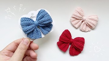 Bow Hairclip Crochet｜How to Crochet Hair Accessories｜Easy Crochet Tutorial｜Beginner Friendly