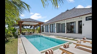 Ubud modern villa with rice fields views