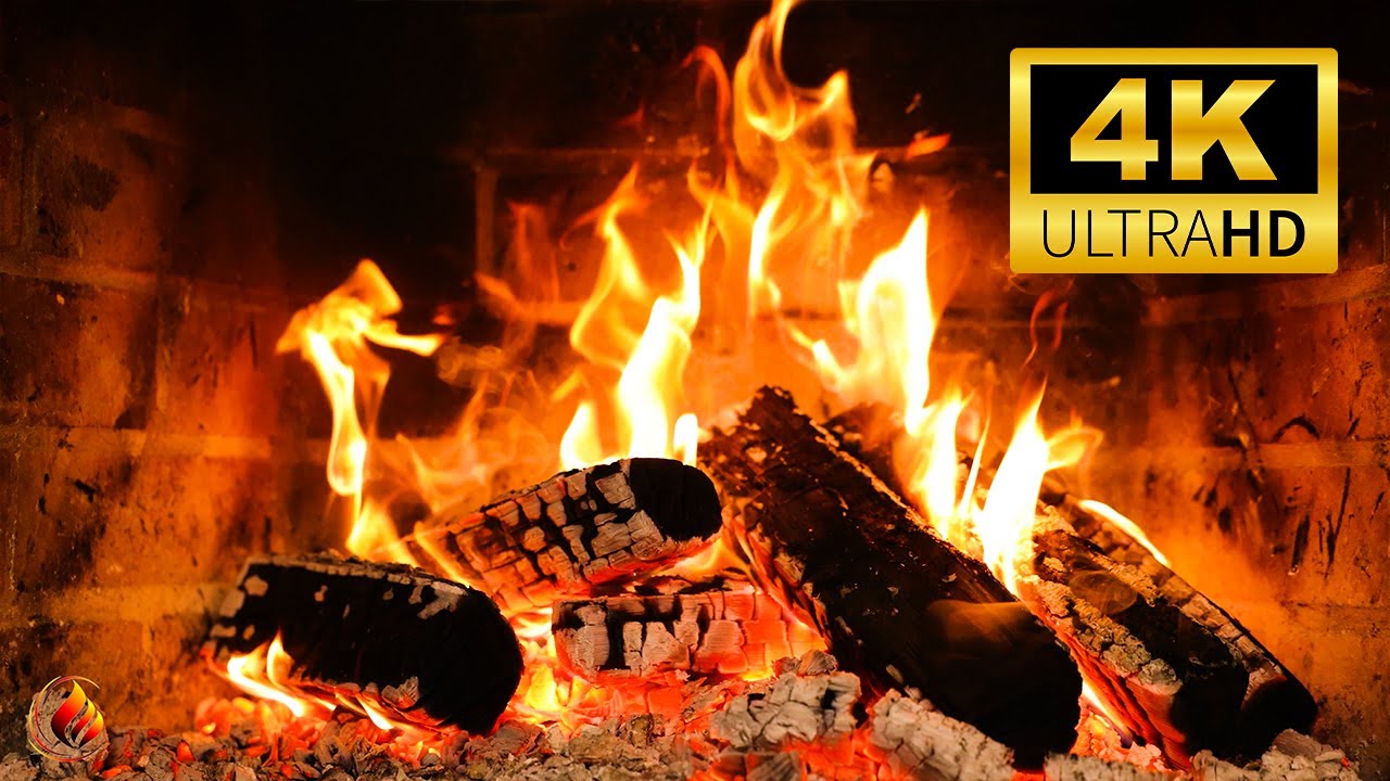 🔥 Уютный камин 4K (11 часов). Камин с потрескивающим огнем звуками. Потрескивающий камин 4K
