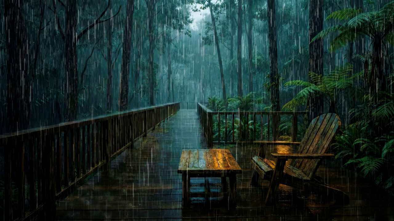 Heavy Rain in the Forest | Cozy Wooden ASMR