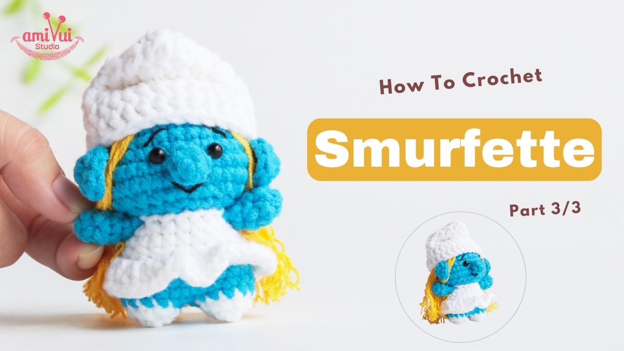 #514 | Smurfette Keychain Amigurumi (3/3) | Character Crochet Tutorial | AmivuiStudio