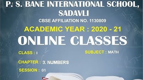 CLASS - 1ST, SUB - MATH, CHAPTER - 3.NUMBERS  SESSION - 1