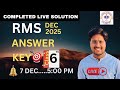 RMS class 6 answer 🔥 key 2025 | RMS paper solution