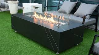 Elementi Varna Marble Porcelain Fire Table El-Ofp121Bb