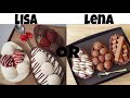 Lisa or Lena eat 😋🍫🥪🧁🍟🥧🍕