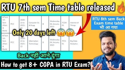 RTU 7th sem Exam Time Table released🔥| RTU 5th sem Time table?😨 | How to get good marks in RTU Exam