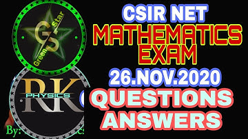 CSIR NET Mathematics Exam 26 November 2020 Questions Answers