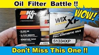 K&N HP1004 Oil Filter vs. Wix 51334XP Oil Filter Cut Open