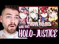 First Time REACTING to HoloJUSTICE *ALL MEMBERS DEBUT SONGS* | ABOVE BELOW MV | REACTION!